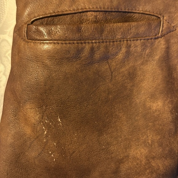 VINTAGE DANIER LEATHER JACKET WITH RABBIT FUR TRIMMING ON COLLAR AND CUFFS L - Picture 5 of 17